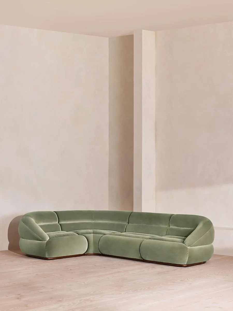 Edison Modular Sofa, L-Shape Sofa, Velvet, Seafoam