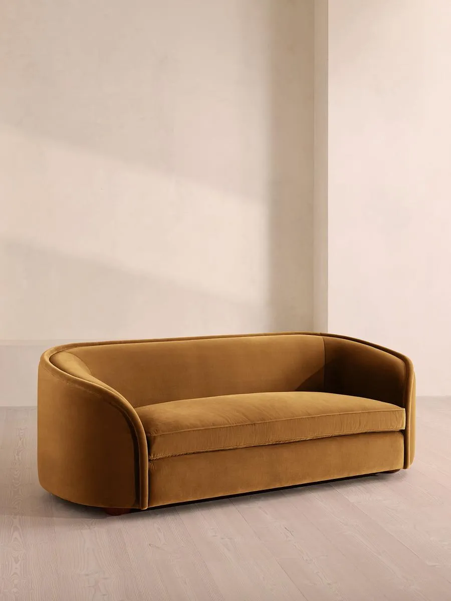 Conall Three Seater Sofa, Velvet, Mustard