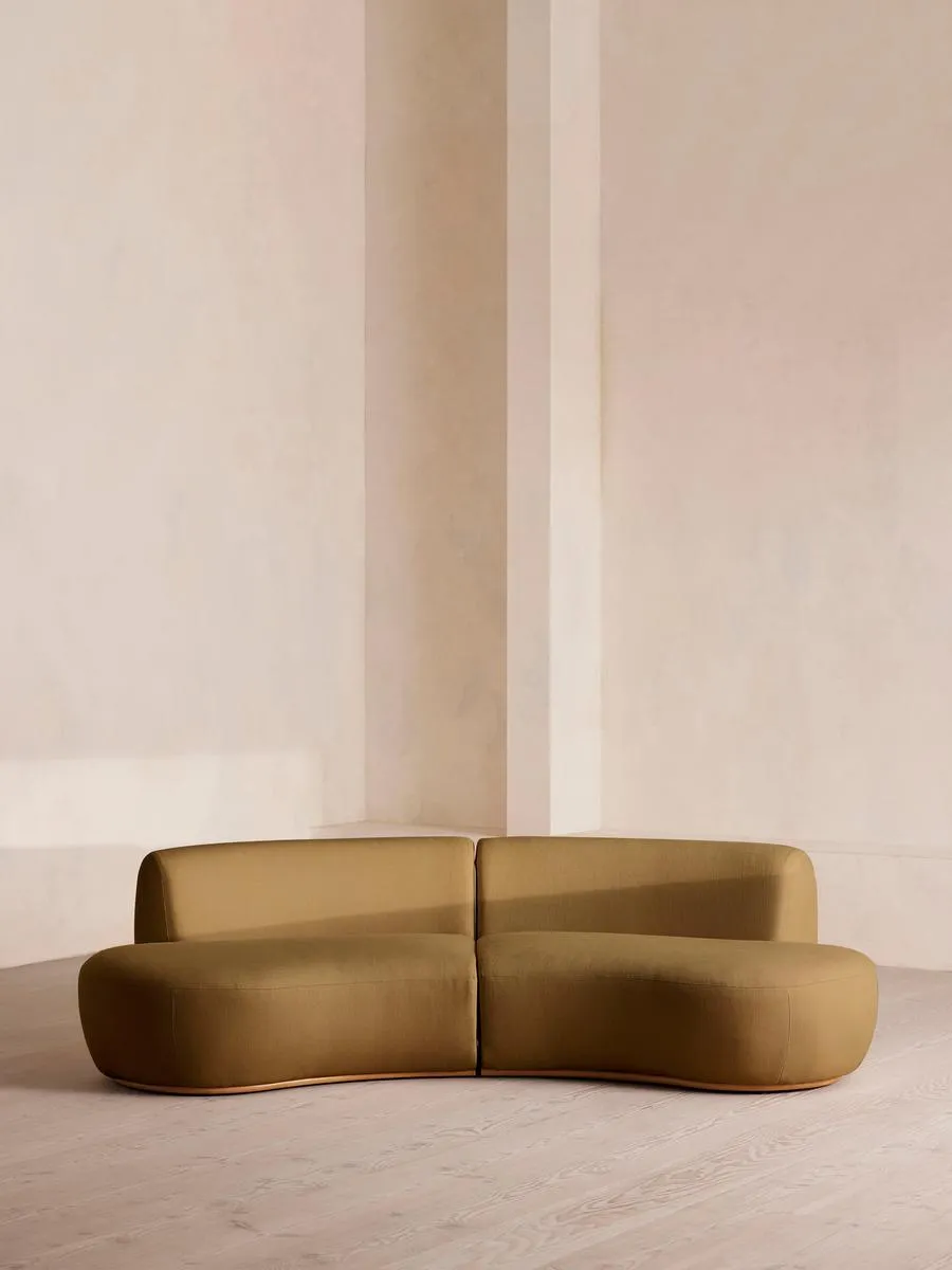Aline Serpentine Modular Sofa, Three Seater, Linen, Ochre
