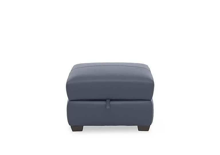 Flex Leather Storage Footstool - BV Ocean Blue