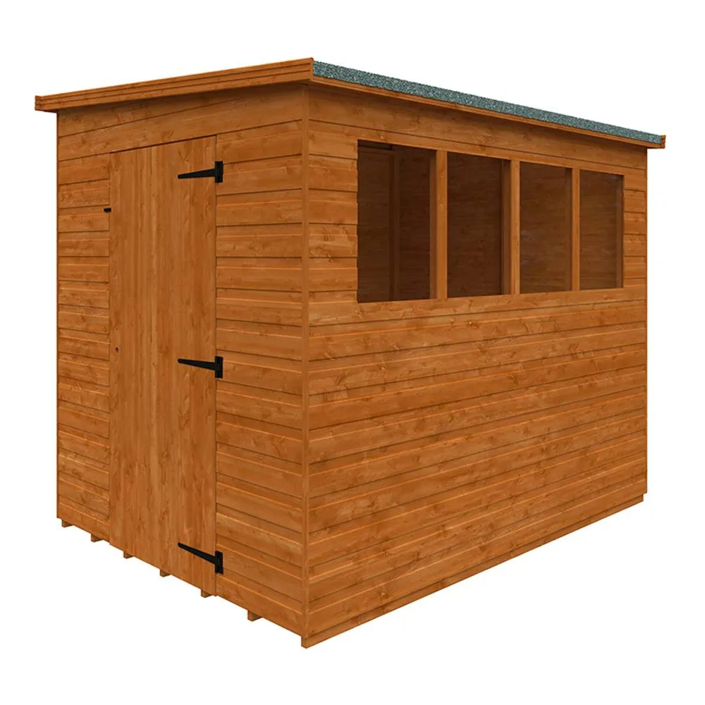 Buttercup Farm 8 x 6 Feet Lean-To Pent 12mm Shed - Solid Wood/Softwood/Pine in Burnt Orange