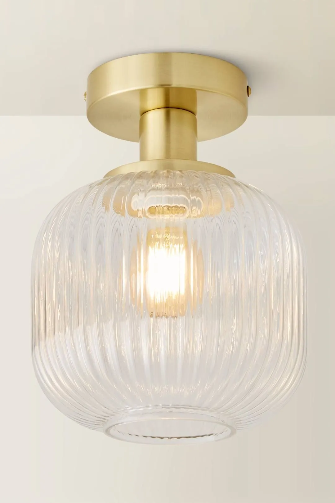 ValueLights Calpe Clear Glass Shade Flush Gold Stem Ceiling Light 3