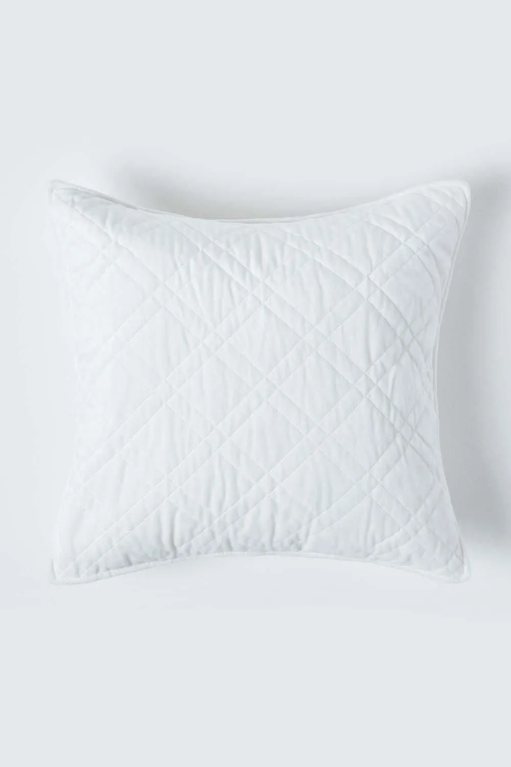 Homescapes Luxury Quilted Velvet Cushion Cover Geometric Pattern in Off-White 1