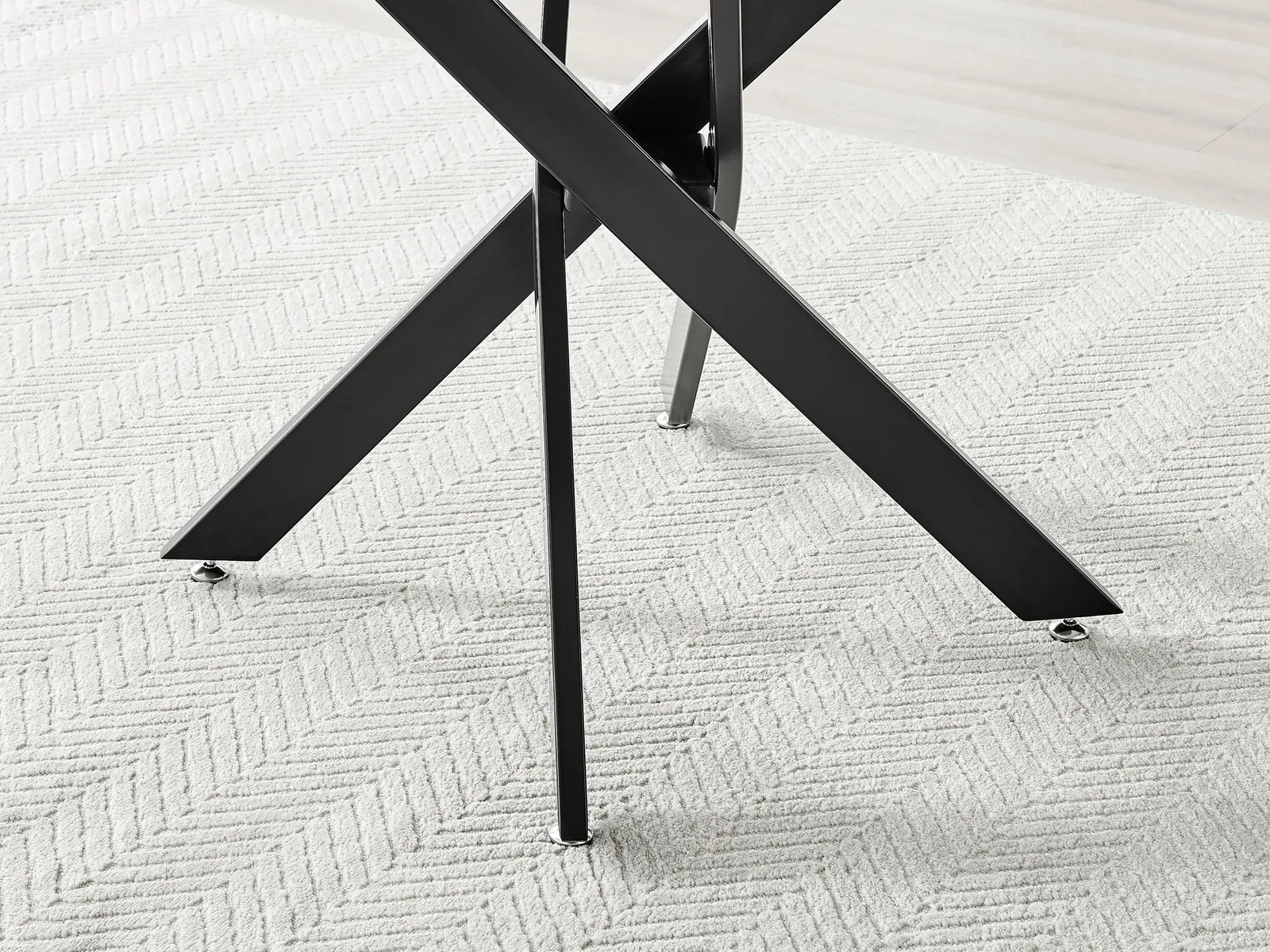 FurnitureboxUK Novara 100cm Round 4-Seater Dining Table With Black Metal Legs in Grey 6