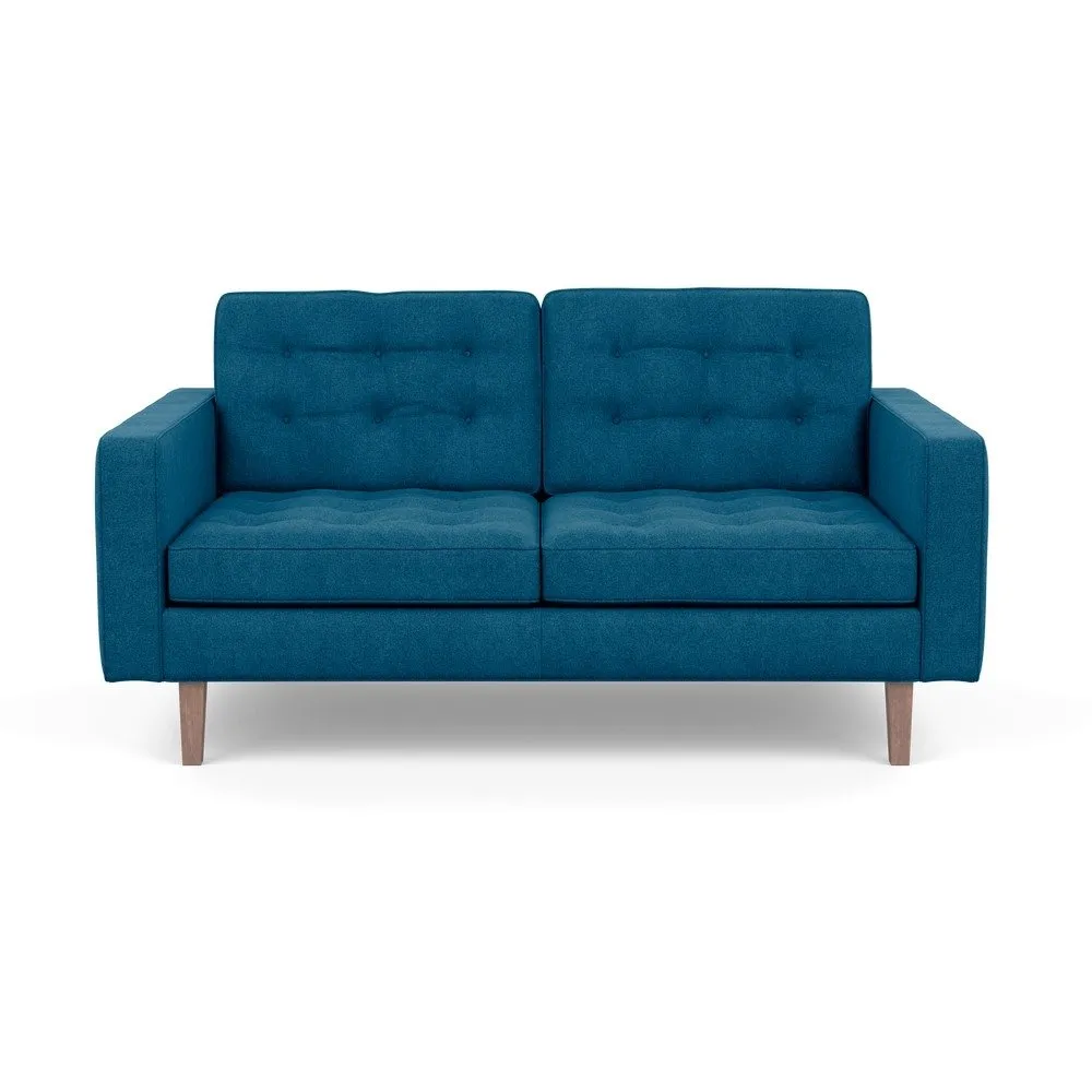 Heal's Hepburn 2 Seater Sofa St Mortitz Wool Teal Walnut Feet 1