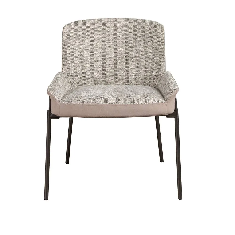 Angel Cerda Grey Fabric & Brown Velvet Dining Chair Darkened 2