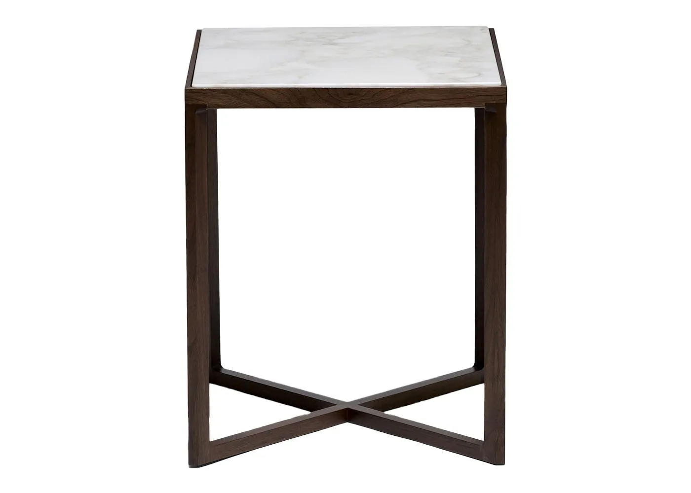 Knoll Krusin Side Table in Arabescato and Walnut Stained Oak