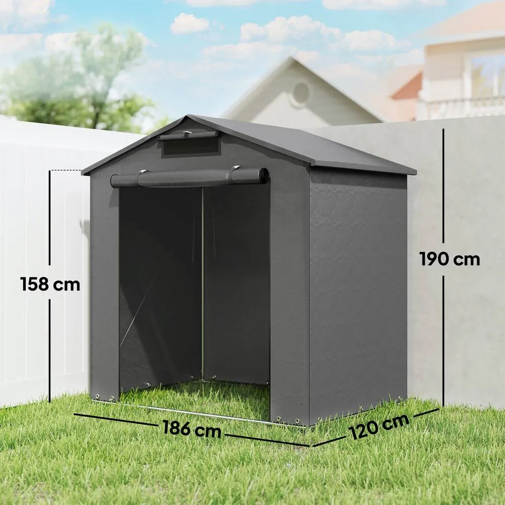 OUTSUNNY 6 x 4 ft Garden Storage Shed Tent Bike Tent, Dark Grey 3
