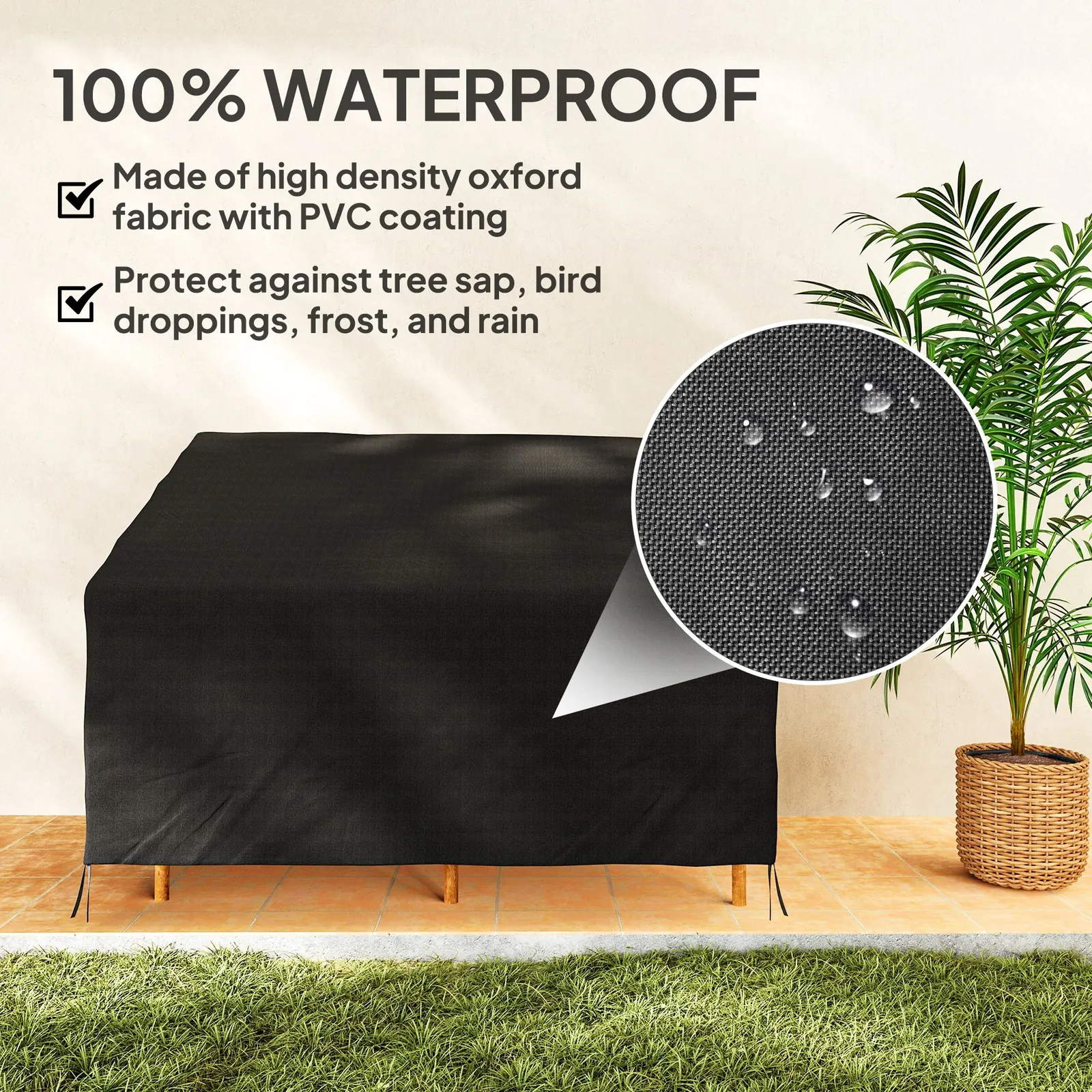 OUTSUNNY 2 Seater Rain Cover Garden Sofa Chair Bench Protector 140L x 84W x 56/94H cm in Black 6