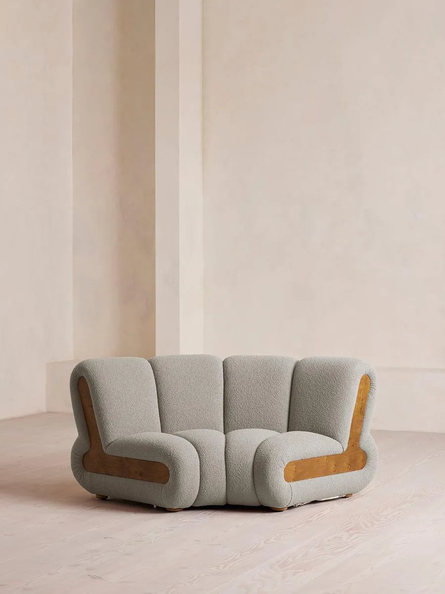 Noelle Modular Curved Armchair, Textured Wool Boucle, Pistachio