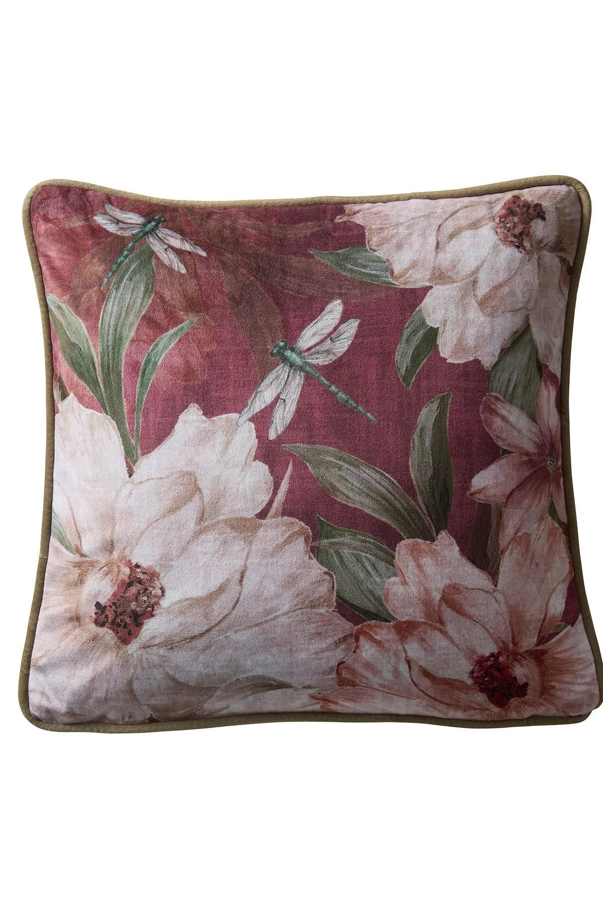 Appletree 'Fiorella' Floral Velvet Filled Cushion in Wine 2