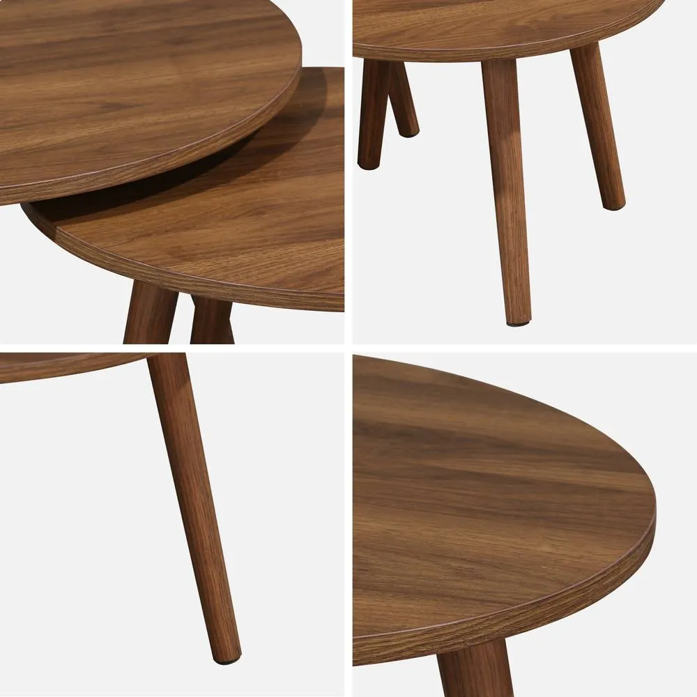 sweeek Pair Of Nesting Coffee Tables With Wood Effect in Dark Brown 3