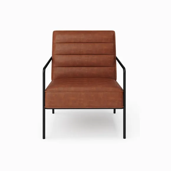 Bookham Faux Leather Metal Arm Accent Chair 4
