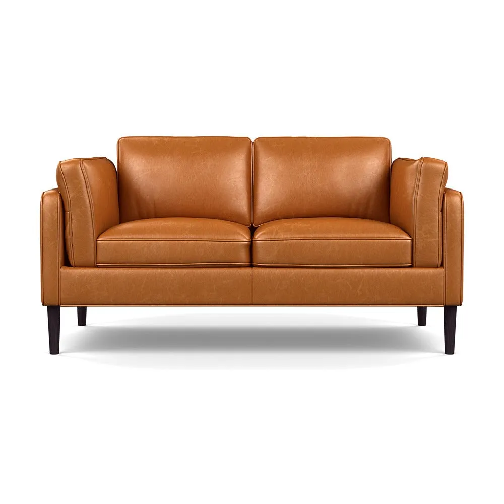 Heal's Sonno 2 Seater Leather Stonewash Toffee 277 Wenge Black Feet 1