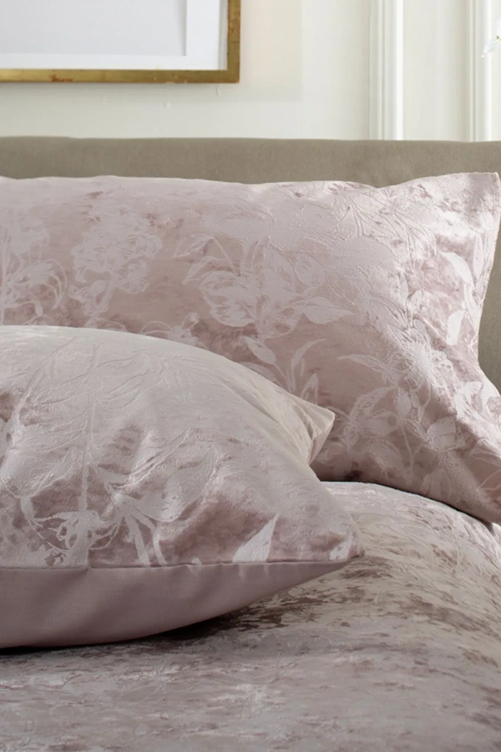 The Lyndon Company Crushed Velvet Chatsworth Printed Duvet Cover Set | Deyongs 1846 in Pink 3