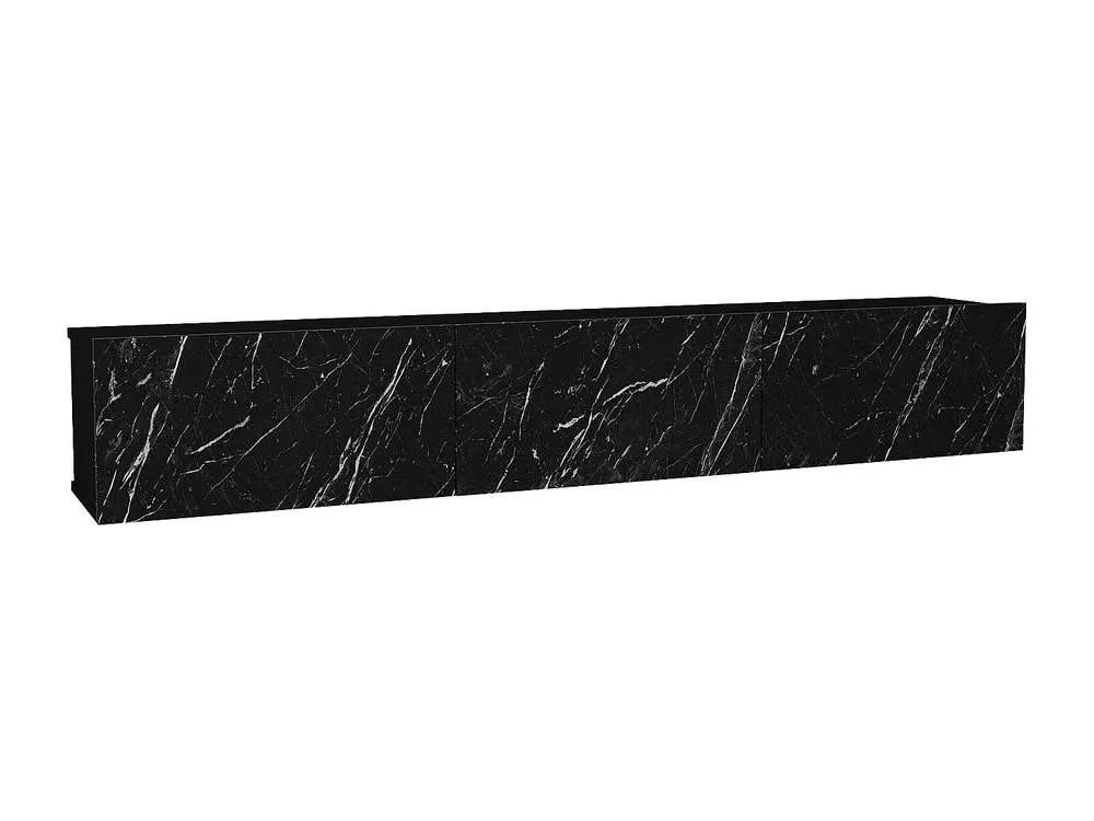 Vente-unique Wall - Mounted TV Unit With 3 Doors - Black Marble Effect - VIKILA 5