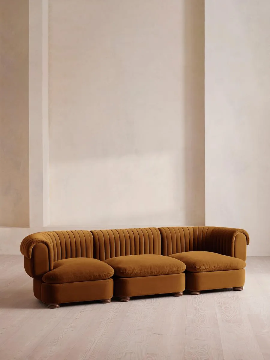 Rava Modular Sofa, Four Seater, Velvet, Mustard