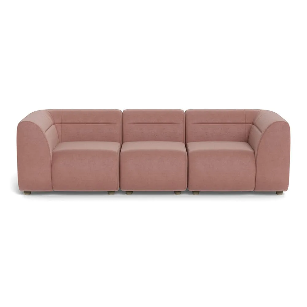 Heal's Lilli 3 Seater Sofa Smart Luxe Velvet Dusky Pink Natural Beech Feet 1