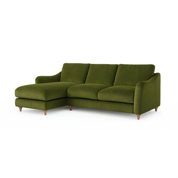 Hattie Matte Plush Velvet Corner Chaise Sofa 6