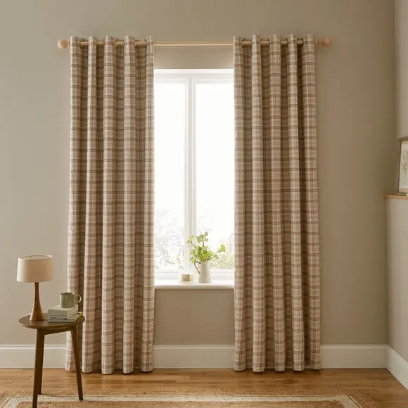 Denton Check Blackout Eyelet Curtains 2
