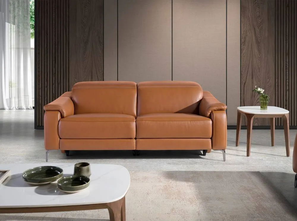 Angel Cerda 3Seater Brown Cowhide Leather Sofa Dual Electric 3
