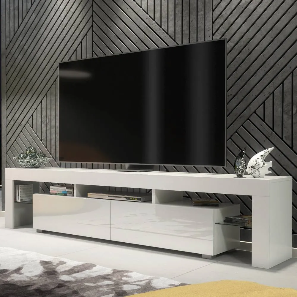 Creative Furniture Nova TV Unit 200cm - White with Gloss Doors 5