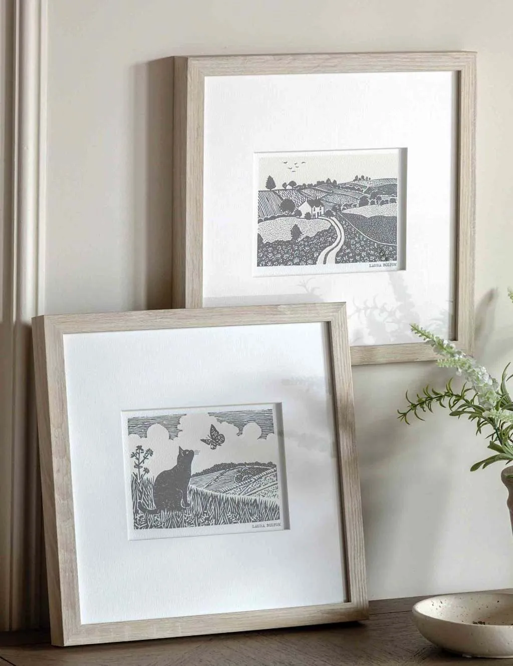 Gallery Direct Set of 2 Rural Studies II Framed Wall Art Black Mix