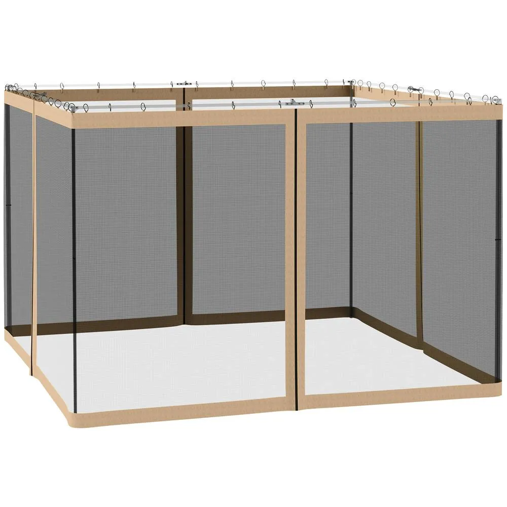 OUTSUNNY 302 x 207cm Universal Replacement Gazebo Mesh Netting Screen Walls in Beige 2