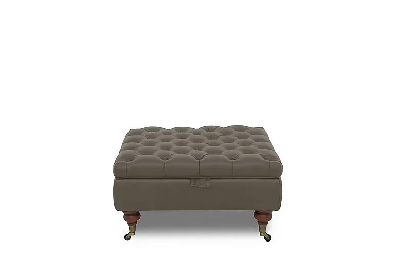 Columbus Leather Large Storage Footstool with Castors