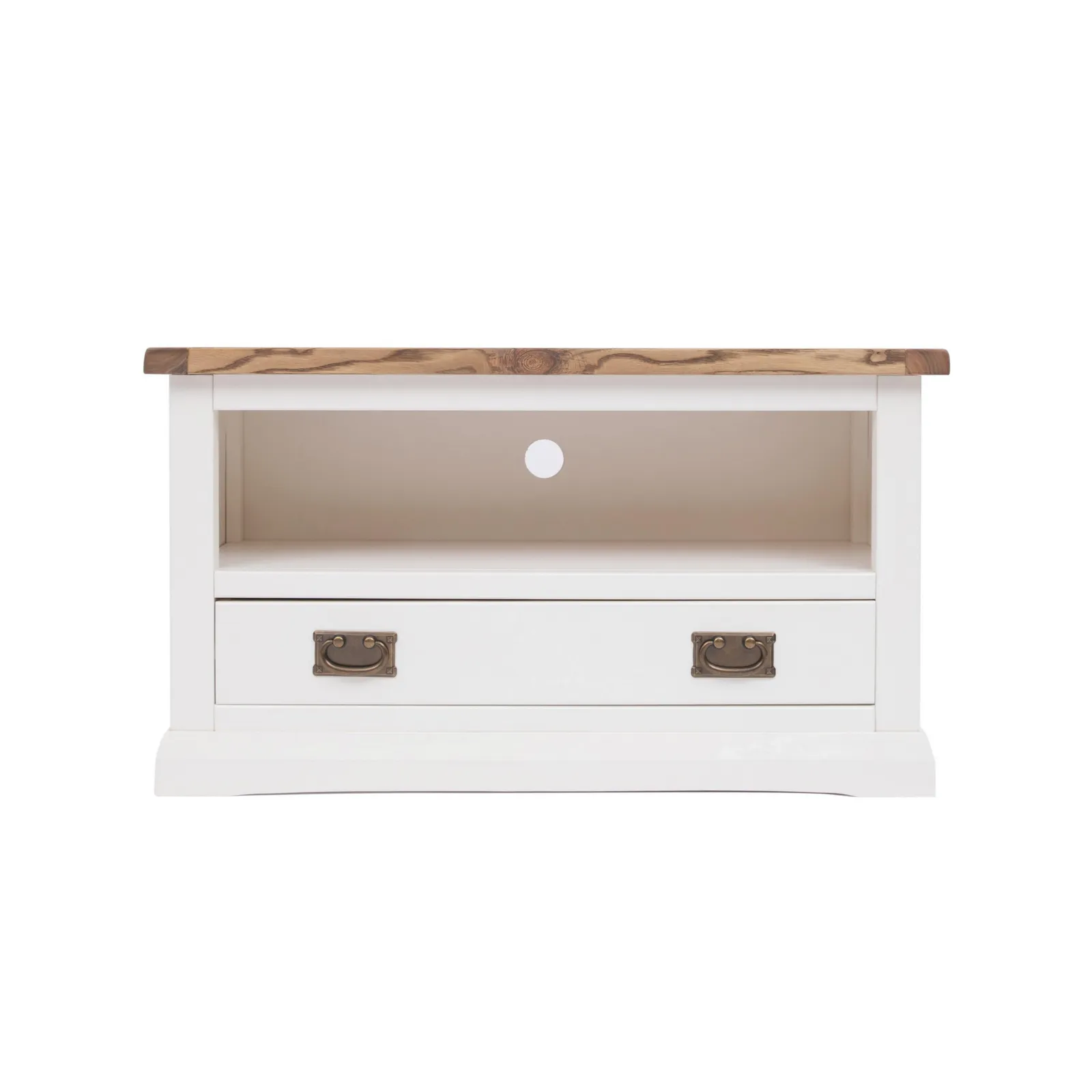 Cabinet Bits Cosenza Off-White 1 Drawer TV Cabinet Brass Drop Handle