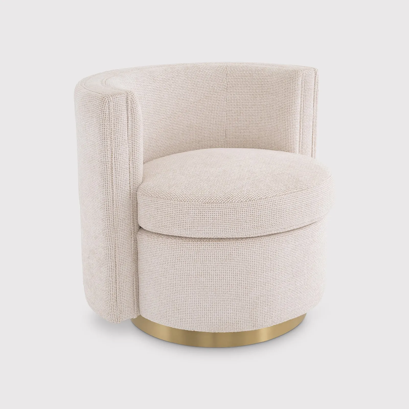 Eichholtz Amanda Lyssa Swivel Armchair Off-White Fabric | Barker & Stonehouse
