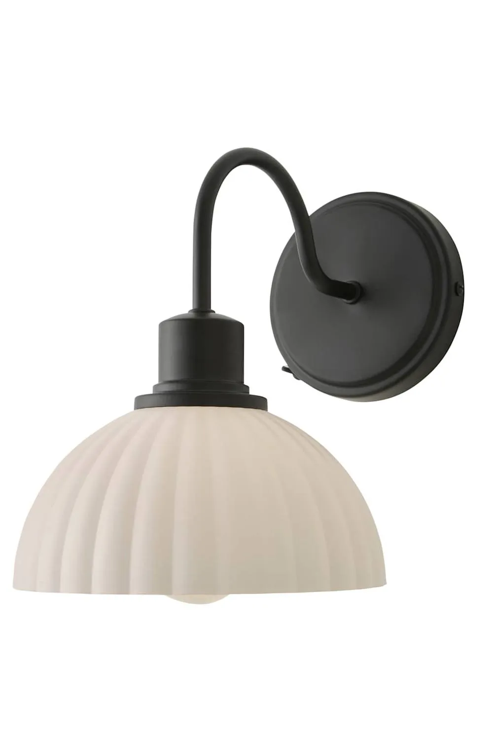 ValueLights Bourton Cream Ribbed Dome Wall Light in Black 6