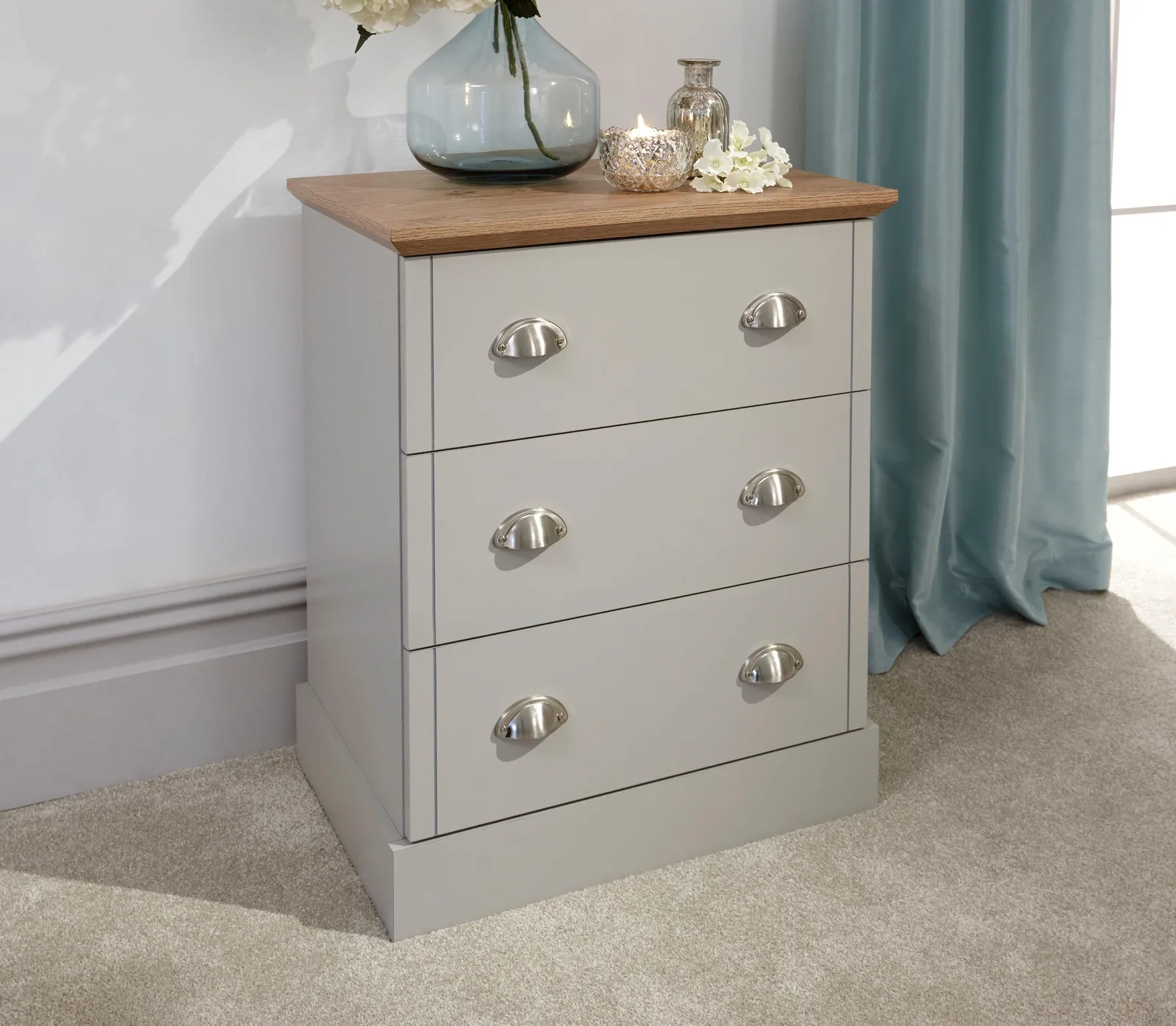 GFW Kendal 3 Drawer Chest in Grey