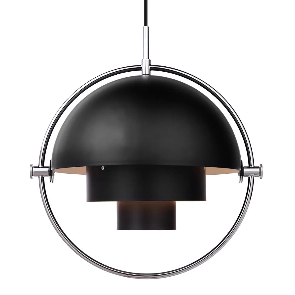 Gubi Multi Lite Pendant Chrome Base Black Shade 2