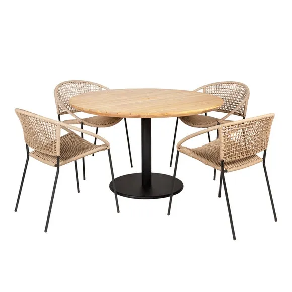 Pacific Lifestyle Dakota Natural Wheat Outdoor 4 Seater Dining Set 6