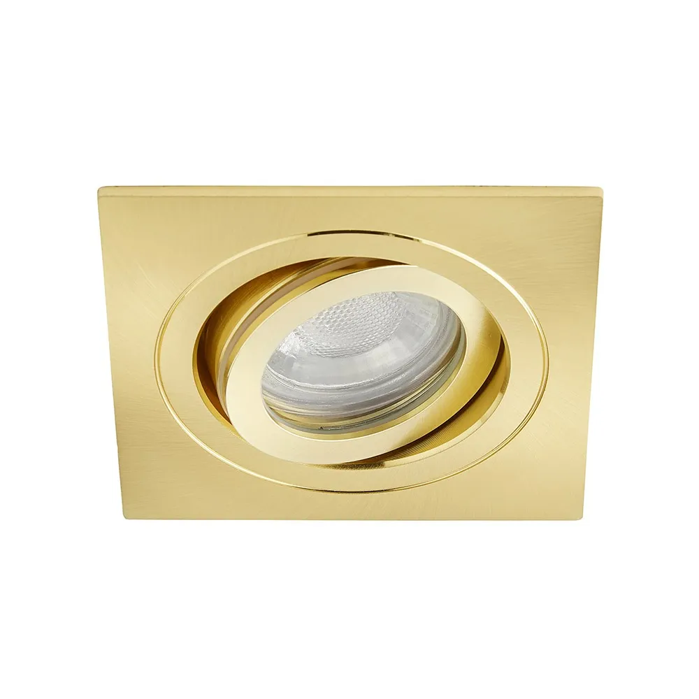 Sym Square IP65 Tiltable Downlight, Satin Brass 1