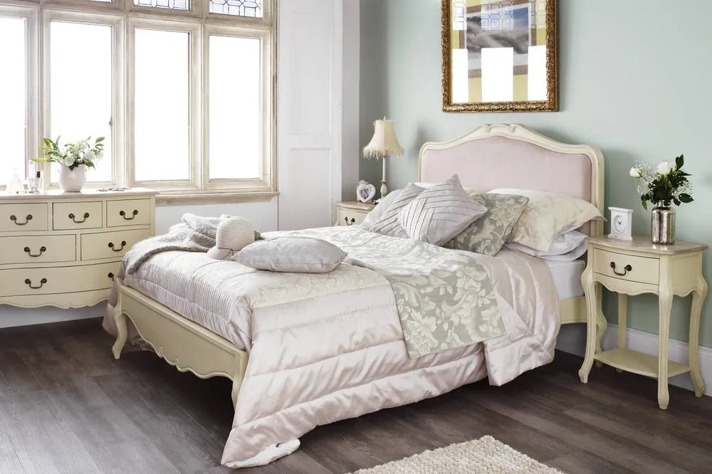 Statement Furniture Juliette French Style 4ft6 Double Bed with Upholstered Headboard in Ivory 1