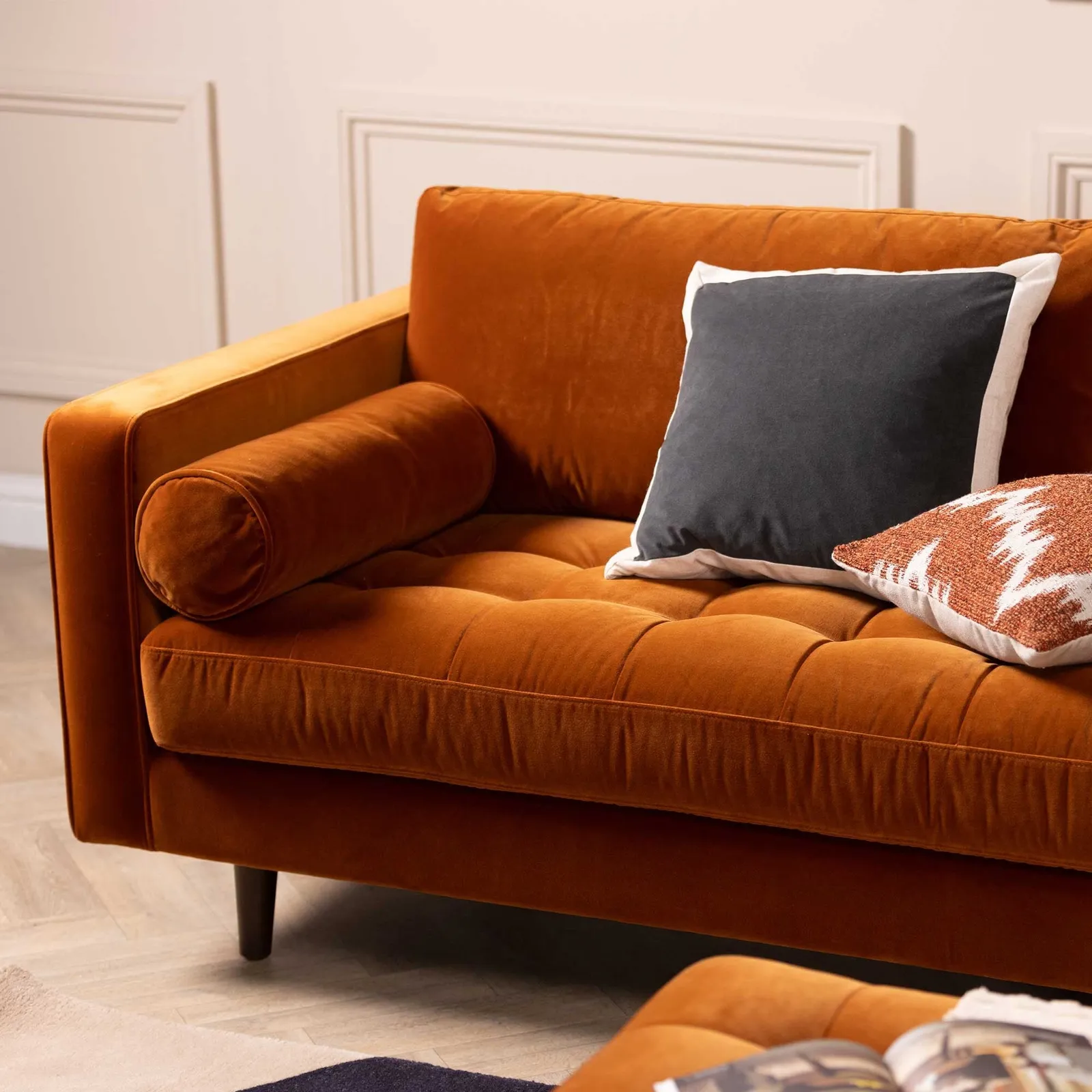 Hemingway 3 Seater Sofa, Orange Velvet | Barker & Stonehouse 4