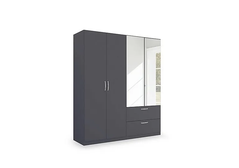 Impulse 181cm 4 Door Combi Wardrobe with 2 Mirror Doors - Metallic Grey