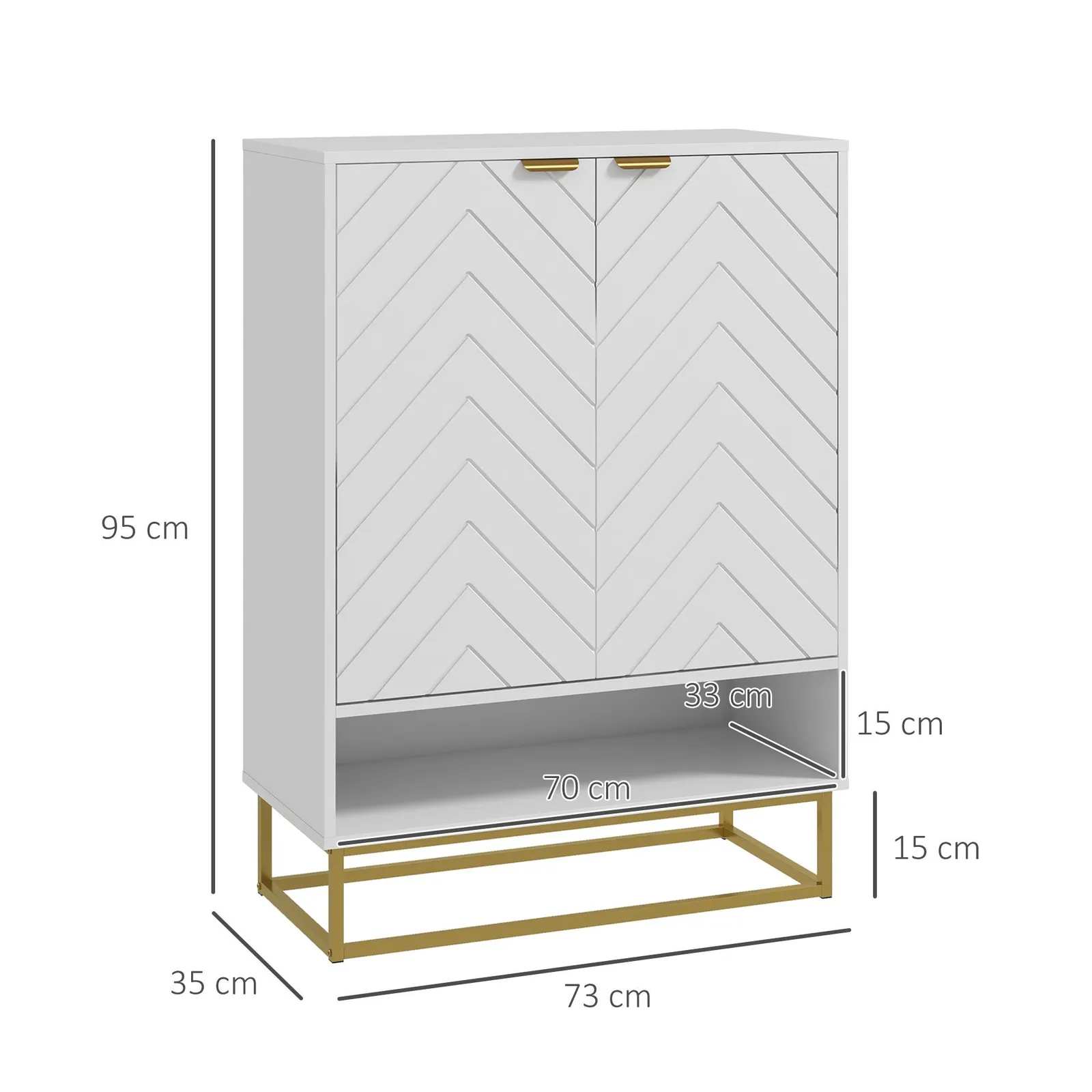 HOMCOM Shoe Storage Cabinet with 3 tier Shelving Open Shelf & 6 Vents in White 3