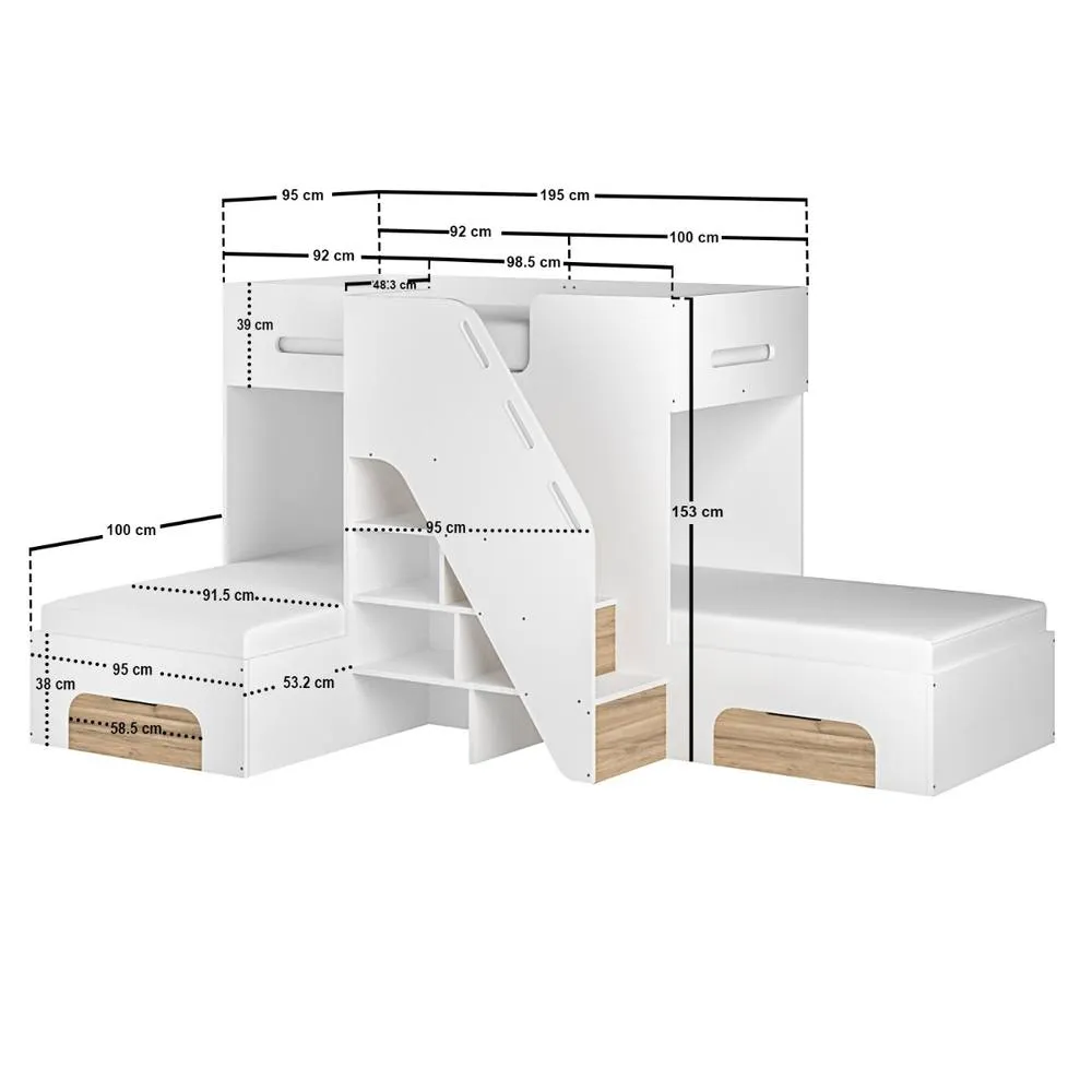 Flair Mason Staircase Triple Sleeper Bed with Storage in Light Oak 6