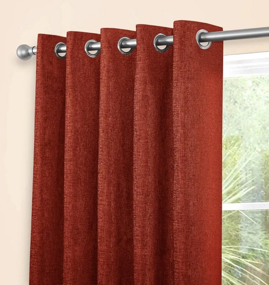 Sundour Amberley Chenille Eyelet Curtains in Orange 2