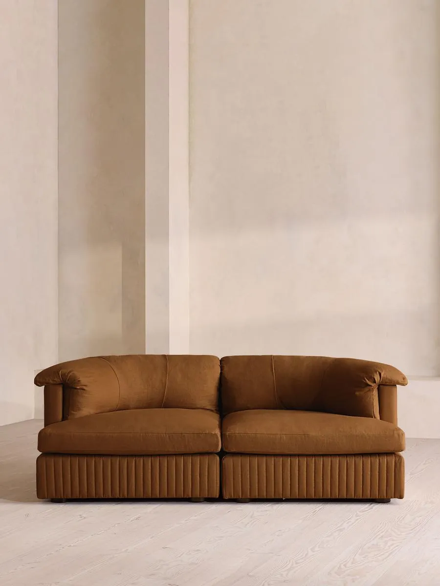 Oona Deep Sit Modular Sofa, Three Seater, Linen, Terracotta