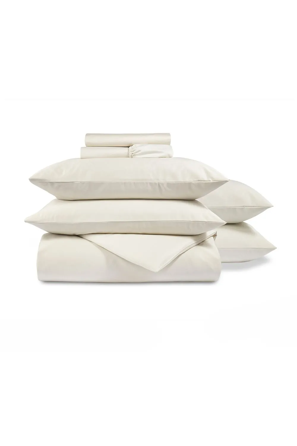 CHRISTY 400TC Luxury Cotton Sateen Plain Dye Bedding Gift Set Bundle in Ivory 1