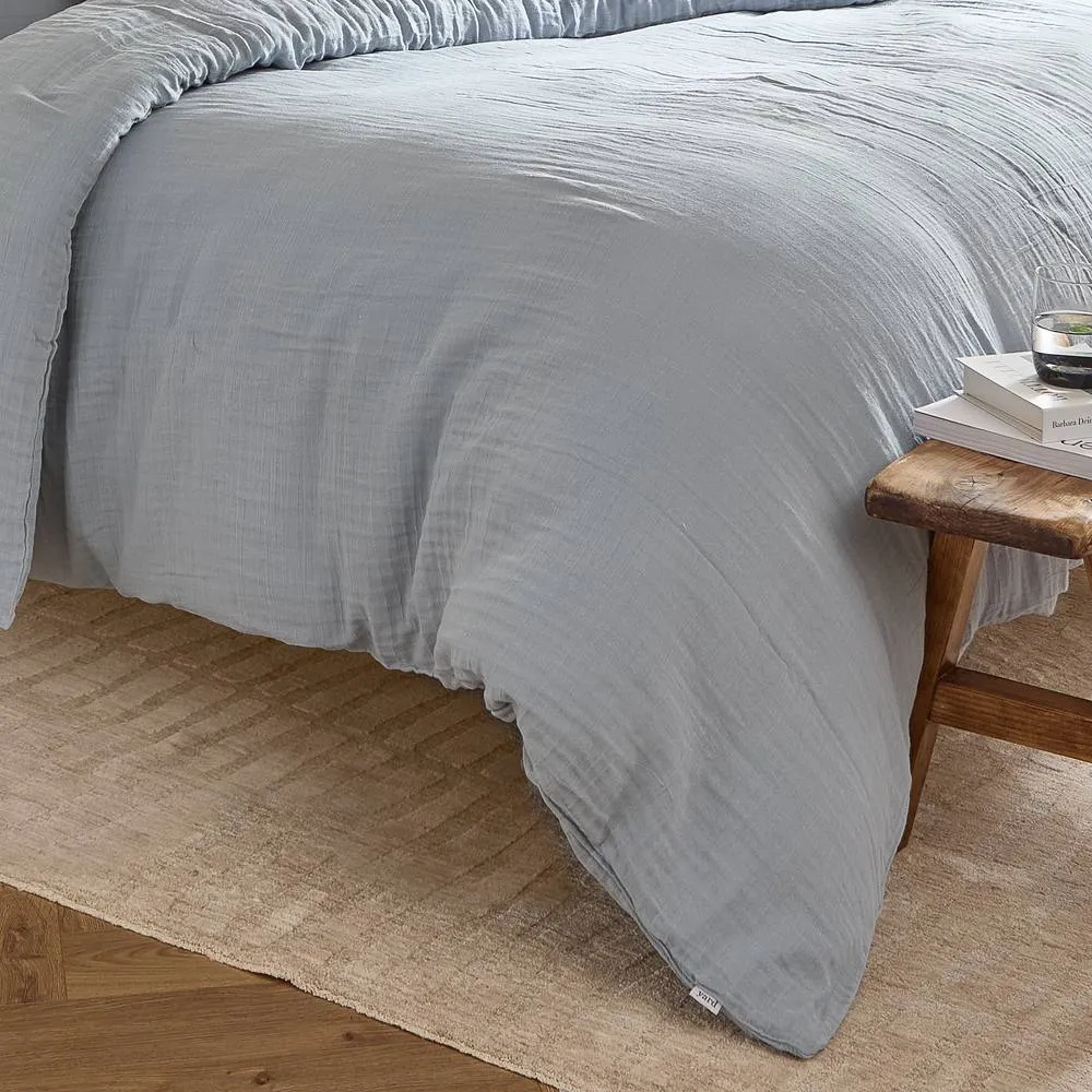 Yard Lark 100% Cotton Muslin Duvet Cover Set in Pale Blue 4
