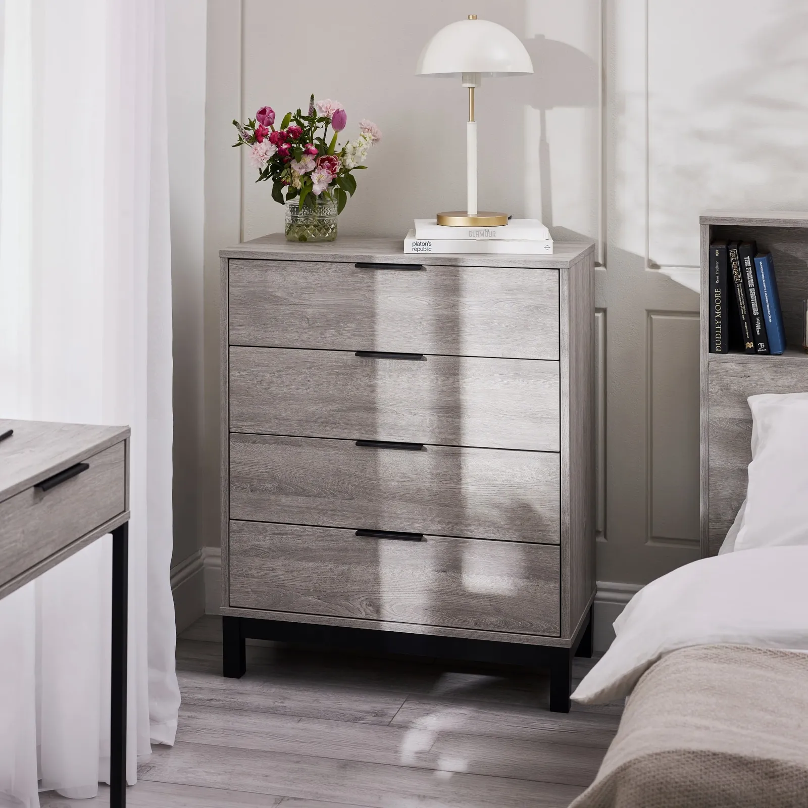 Bali - 4 Drawer Chest - Oak - Wooden - Happy Beds