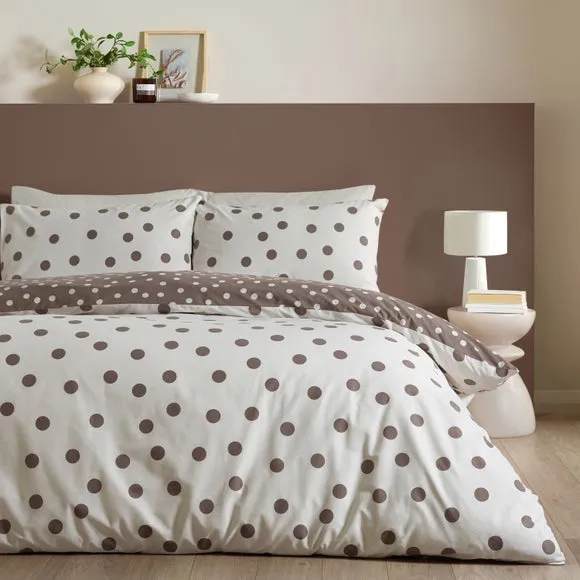 Catherine Lansfield Polka Dot Quilt Cover & Pillowcase Set