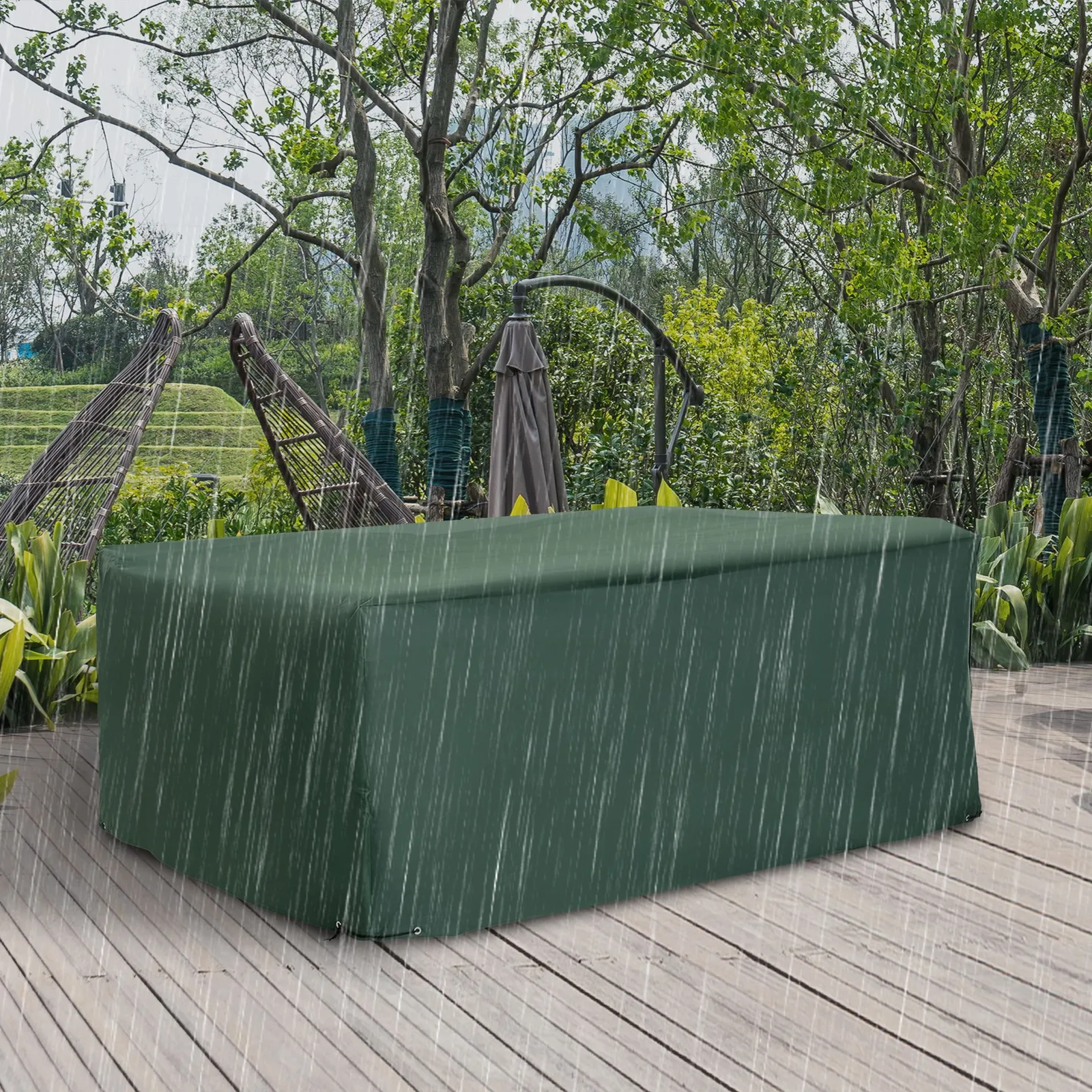 OUTSUNNY Garden Furniture Cover Outdoor Waterproof Rattan Set Rain Protection in Dark Green 1