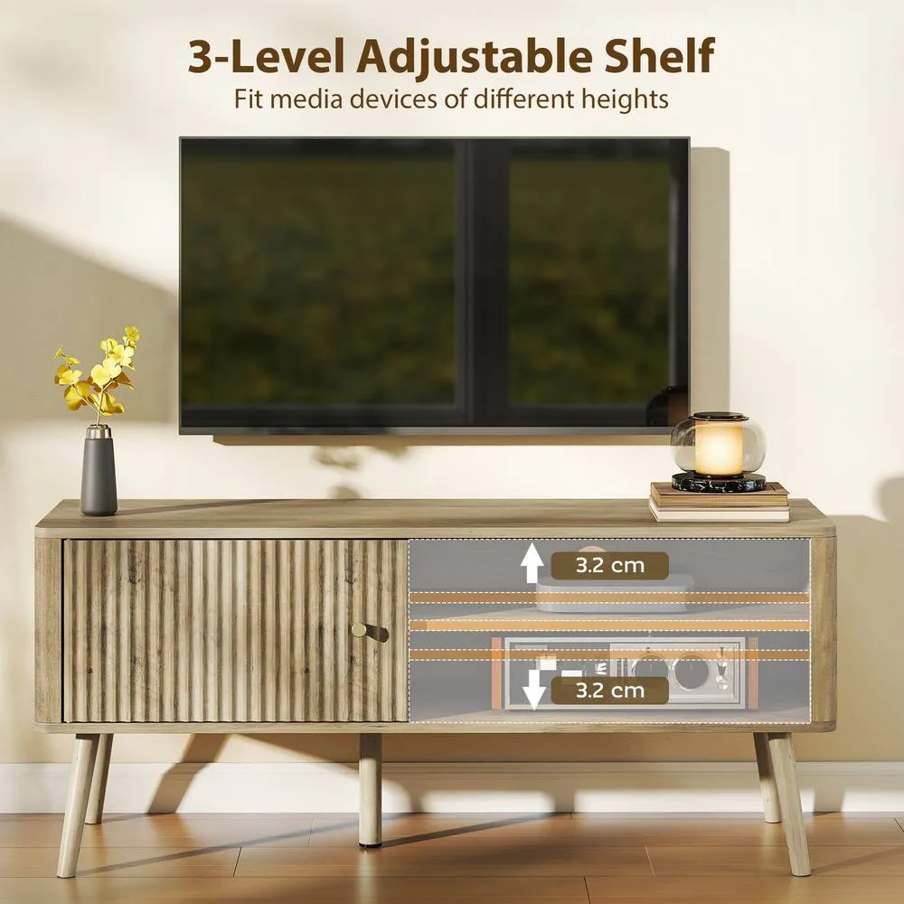 HOMCOM TV Stand Cabinet with Storage for TVs up to 55 Inches, Oak in Light Oak 5