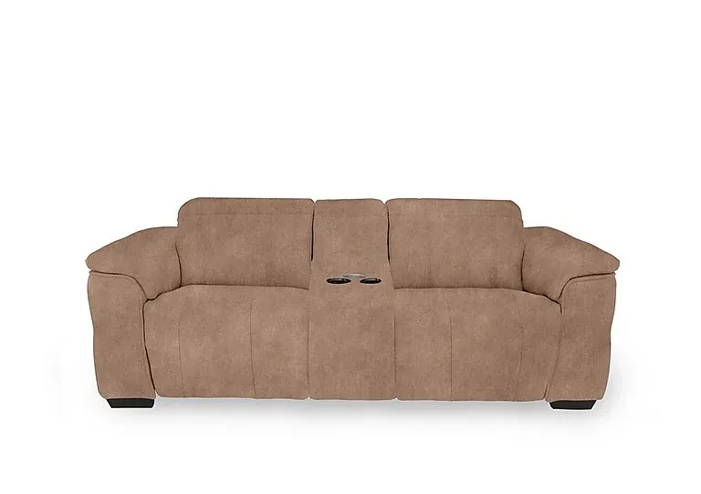 Inca Fabric 3 Seater Power Recliner Sofa with Pop Up Light Console and Power Headrests - Dexter Sand